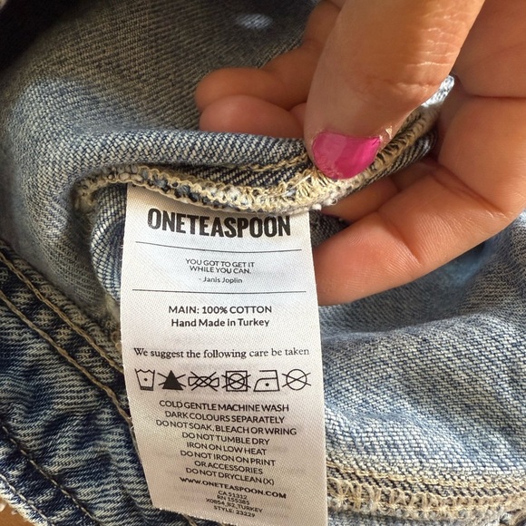 OneTeaspoon Bandit Denim Shorts Size 26 Distressed Frayed Hem High/Low high Rise - Picture 4 of 5